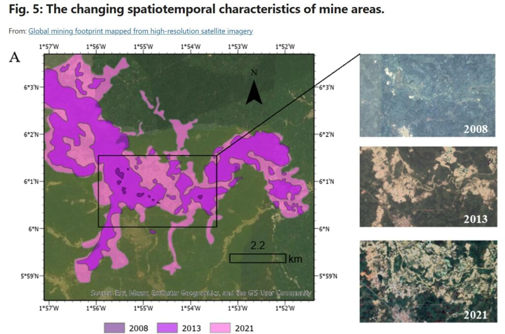 The changing spatiotemporal characteristics of mine areas